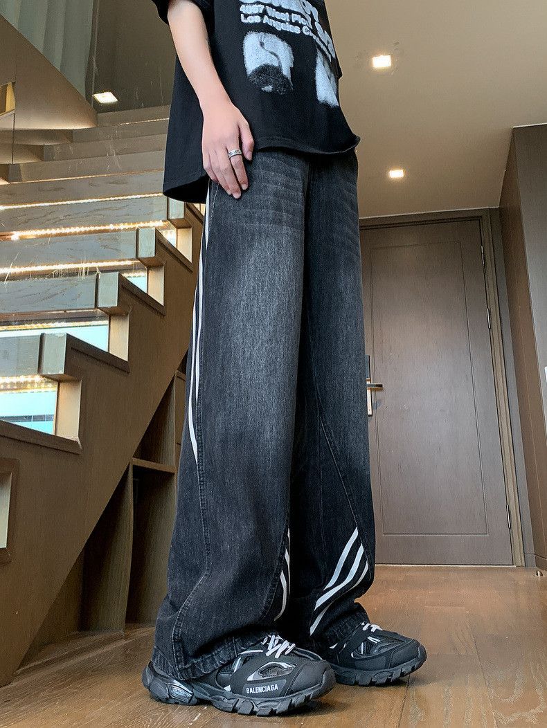 Japanese Brand Men's American street straight leg wide-leg striped jeans Size US 32 / EU 48 - 2 Thumbnail