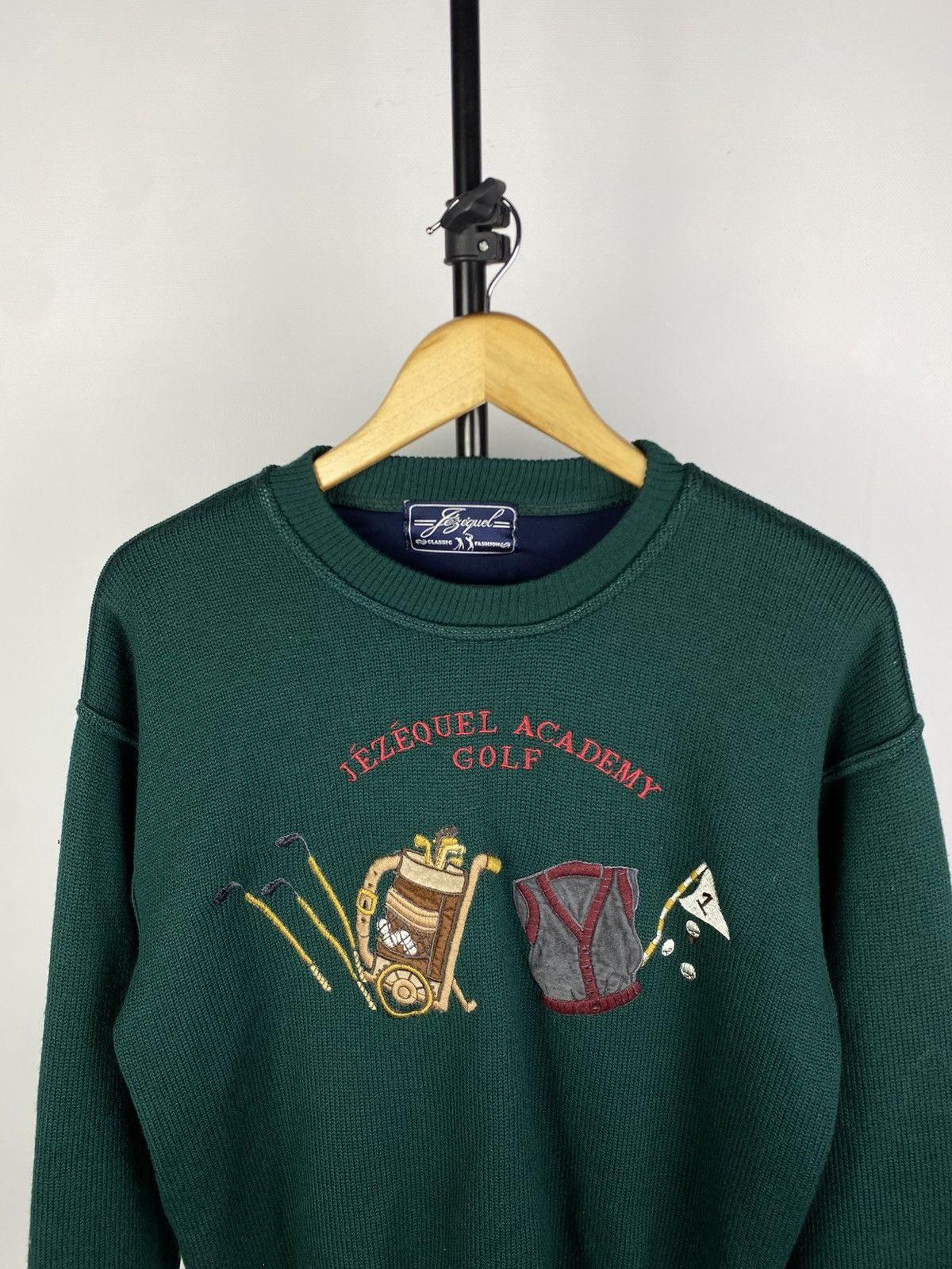 Designer × Vintage Vintage 90s Big golf print wool knitted sweater Y2K Size US S / EU 44-46 / 1 - 4 Thumbnail
