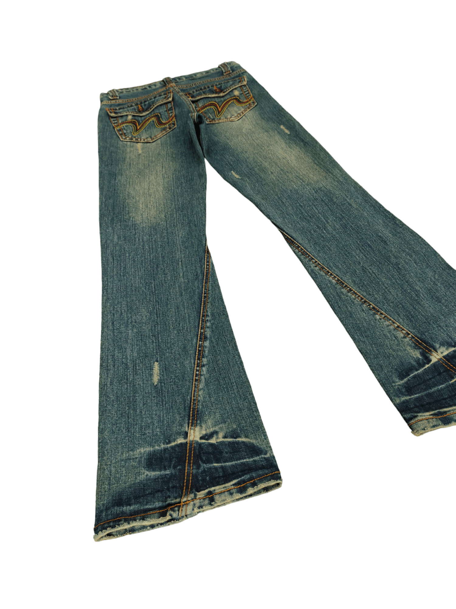 If Six Was Nine Flare Jeans Nylaus Distress Embroidered Denim Bootcut Mudmax Size US 30 / EU 46 - 12 Thumbnail