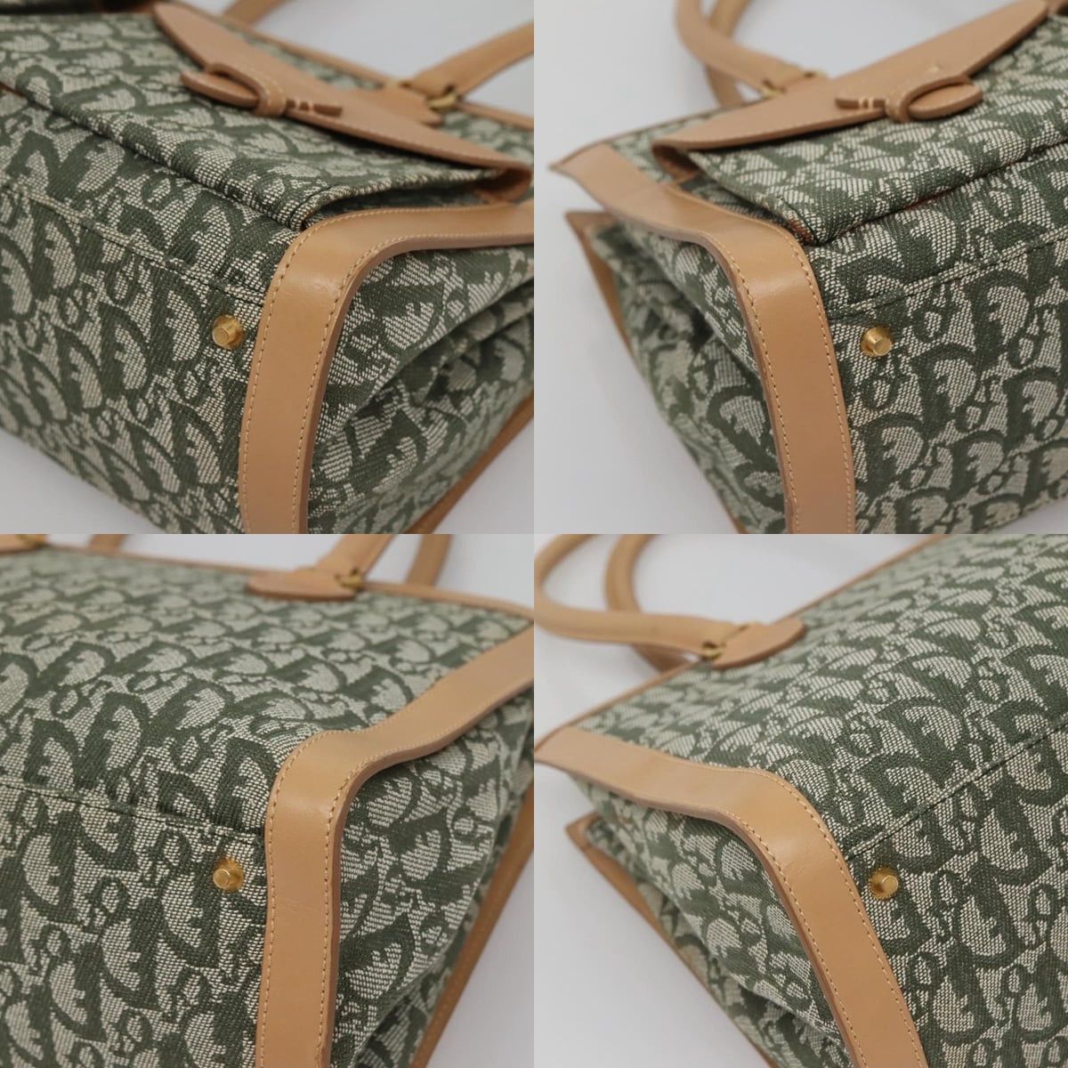 Dior DIOR Trotter Canvas Hand Bag Khaki Gold Size ONE SIZE - 10 Thumbnail