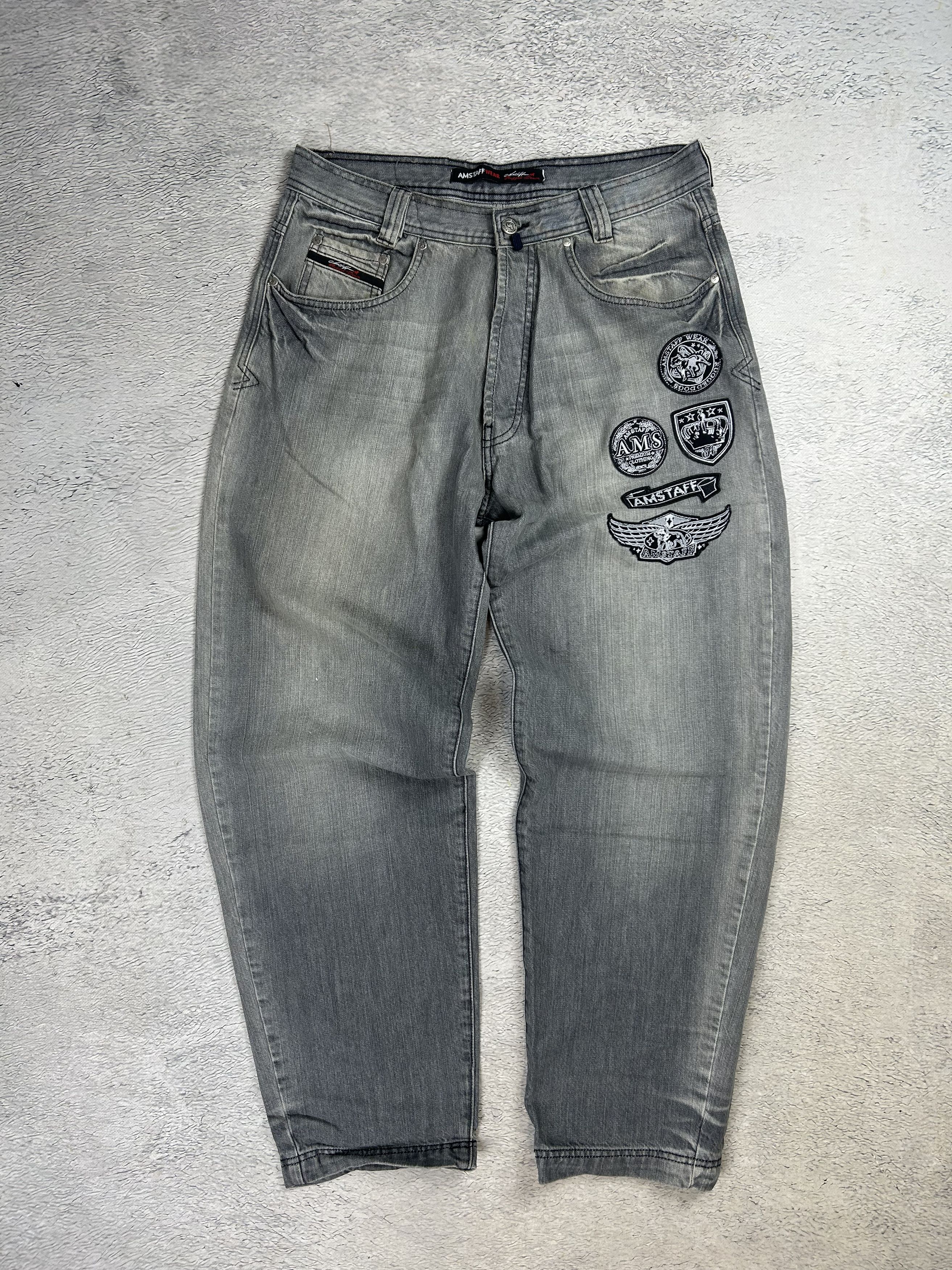 Vintage Streetwear Baggy Jeans Drill Amstaff SK8 Loose Fit Patch Size US 34 / EU 50 - 2 Thumbnail