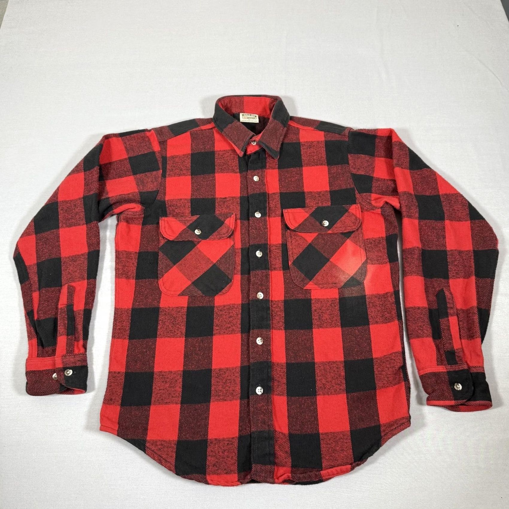 Vintage VINTAGE Five Brother Shirt Men M Red Buffalo Plaid Flannel Heavy Cotton 90s Size US M / EU 48-50 / 2 - 2 Thumbnail