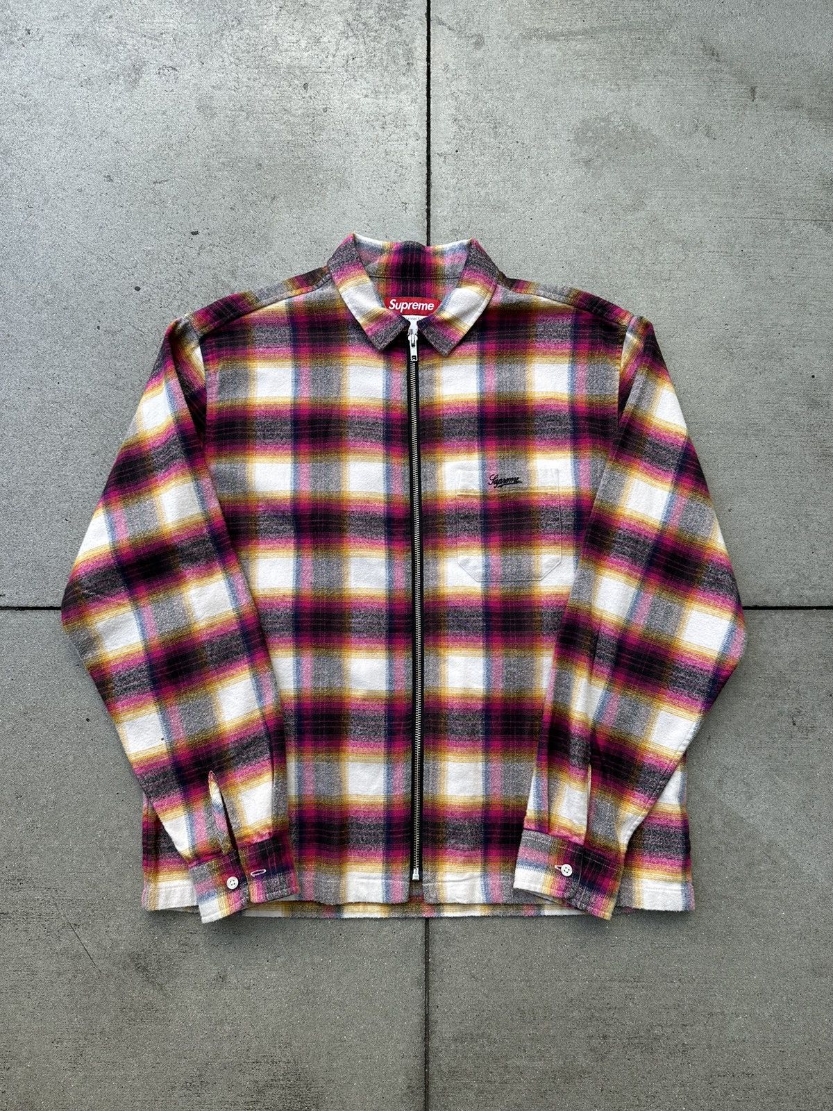 Supreme SS24 Supreme Shadow Plaid Flannel Zip Up | Grailed