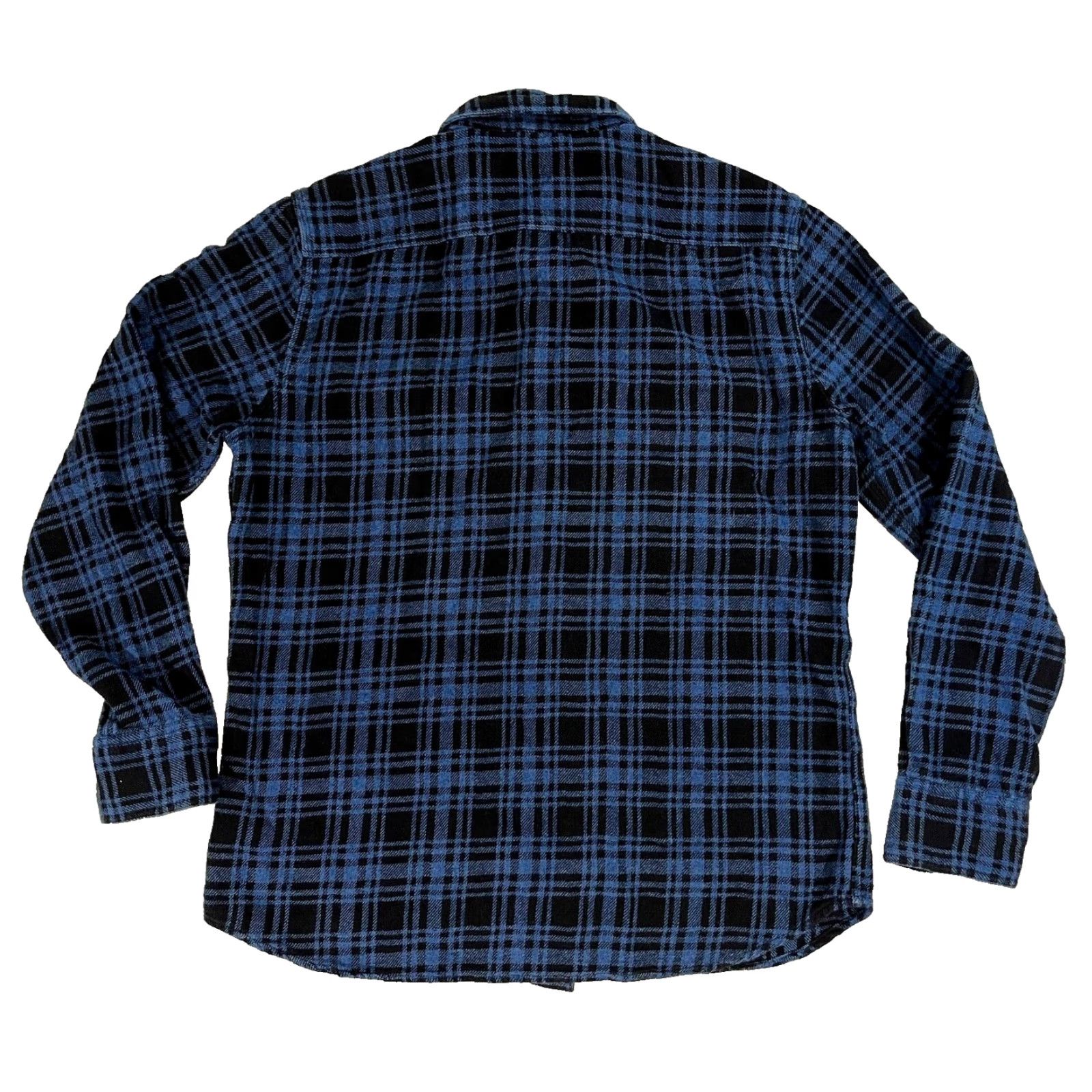 Faherty VINTAGE Faherty Indigo Workshirt Mens Button-Up Plaid Flannel Long Sleeve M Medium Cotton Indigo Night Plaid 90s Classic Pockets Men Size US M / EU 48-50 / 2 - 3 Thumbnail