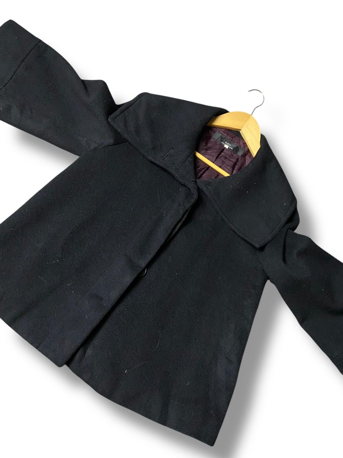 Yohji Yamamoto INED Japanese Brand Cape Style Short Coat (163) Size XS / US 0-2 / IT 36-38 - 3 Thumbnail