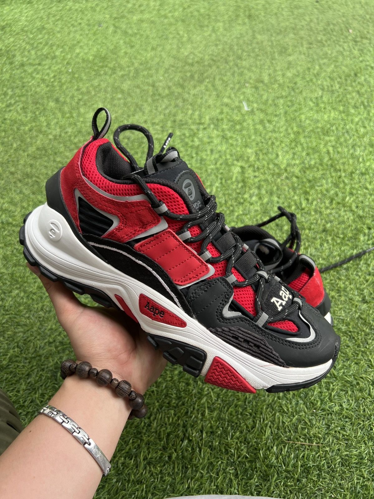 Bape AAPE by A Bathing Ape Black and Red Dimension Sneakers Size US 8 / EU 41 - 1 Thumbnail