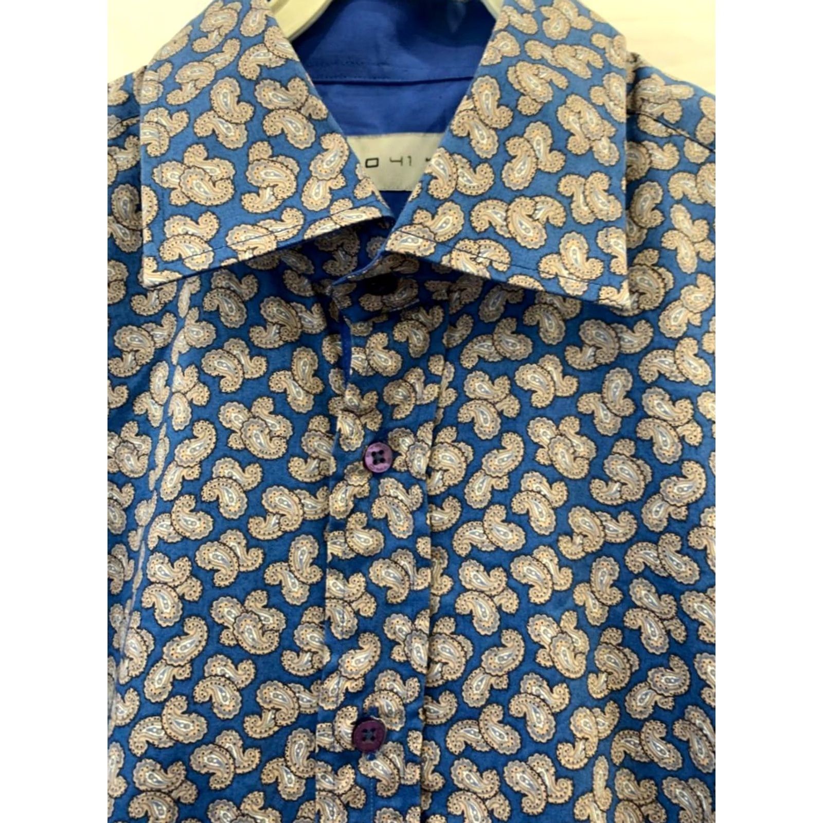Etro ETRO Men’s Shirt 41 M/L Blue Paisley Floral Print Button Front Made in Italy Size US M / EU 48-50 / 2 - 4 Thumbnail