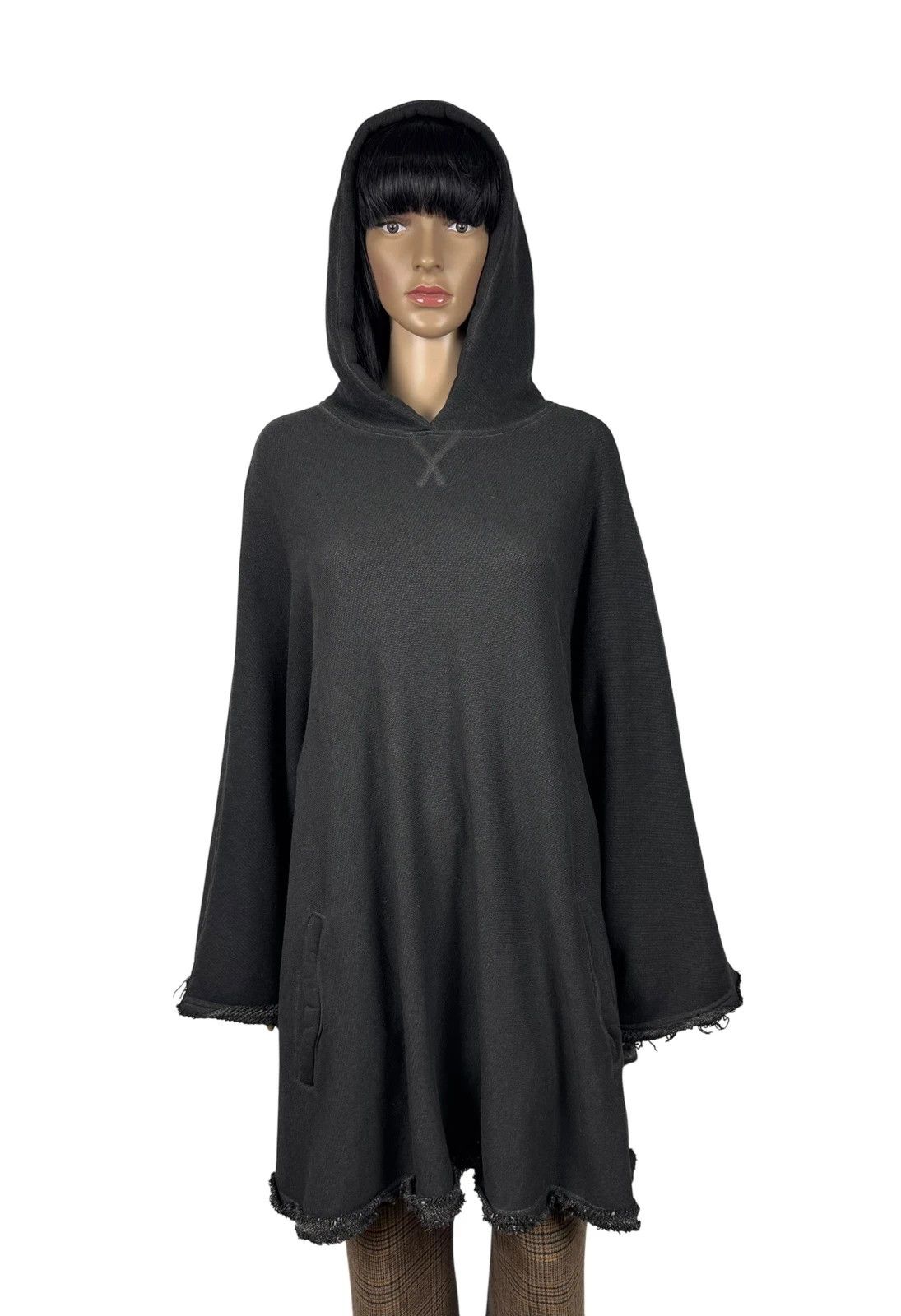 hannes roether Hannes Roether Poncho Hooded Cotton Garment Dyed One Size Size ONE SIZE - 2 Thumbnail