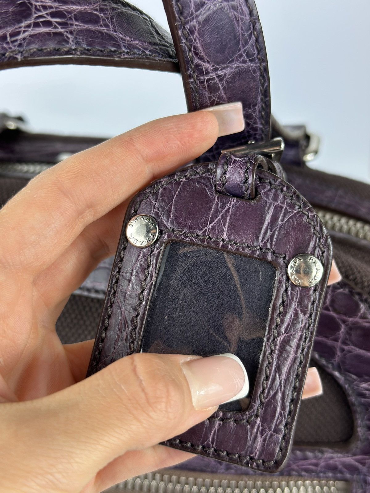 Prada PRADA - Shoulder Bag Crocodile Leather Bowler Satchel Buckle Size ONE SIZE - 5 Thumbnail