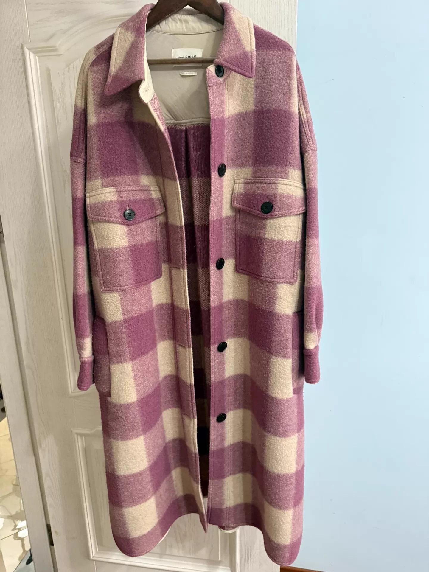 Isabel Marant Etoile Pink Checkered Long Coat Size XS Size US XS / EU 42 / 0 - 1 Thumbnail
