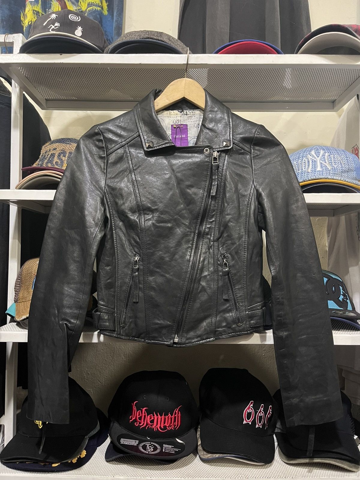Genuine Leather Black Vegan Leather Moto Women's Size S / US 4 / IT 40 - 1 Thumbnail