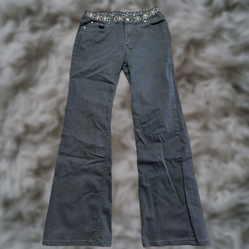 Vintage Lawman Jeans Women's Black Denim High Rise Bootcut Size 13 - 13 Denim Cotton Cowgirl Mom Style Boots Girls Mens? Size 34" / US 12 / IT 48 - 1 Thumbnail