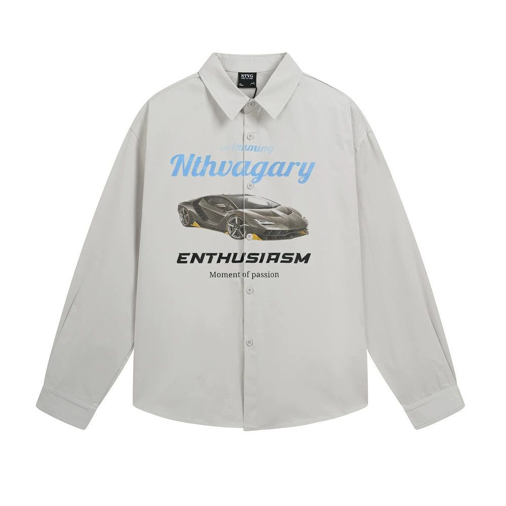 Vintage Men's trendy casual letter sports car print loose shirt Size US M / EU 48-50 / 2 - 1 Thumbnail