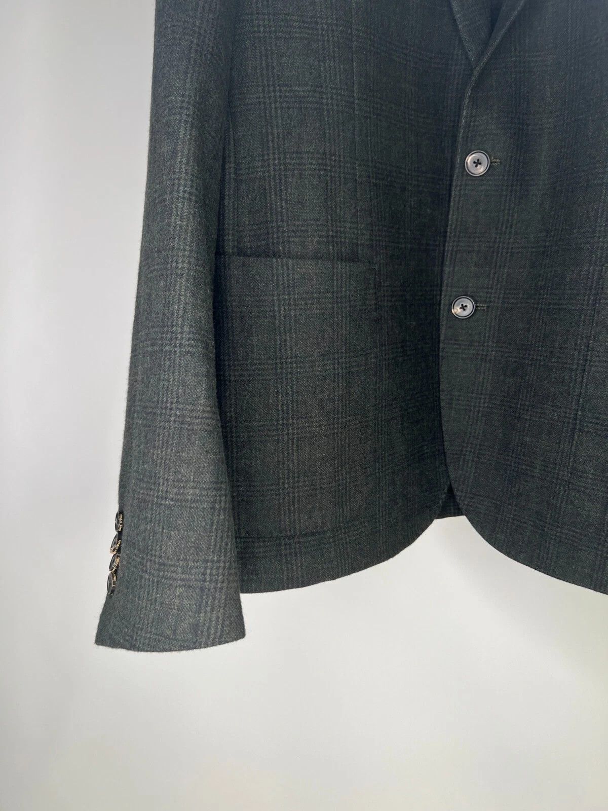 Marc O'Polo MARC O'POLO Plaid Dark Green Blazer Wool Unlined Size 46R - 5 Thumbnail