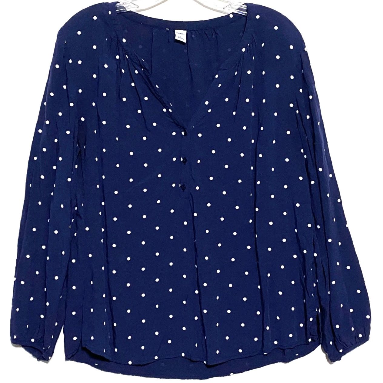 Old Navy Old Navy Polka Dot Navy White Popover Blouse Womens L Career Lagenlook Nautical Shirt Ladies L Navy White Polka Dot Popover Blouse Womens L Size L / US 10 / IT 46 - 2 Thumbnail