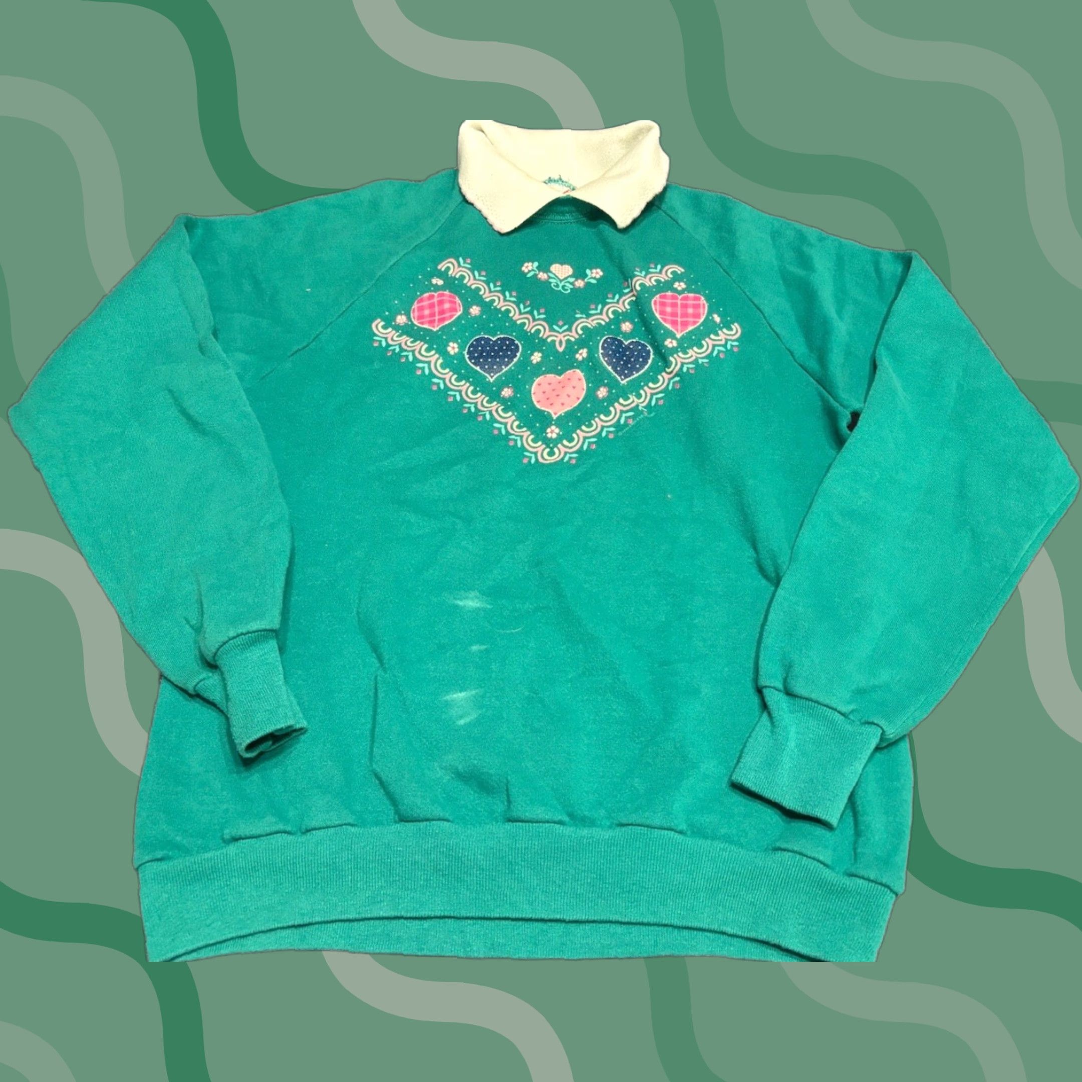 Vintage VINTAGE Grandma Crewneck Sweatshirt Women's L Green Floral 90s Embroidered Pullover Sweatshirt Womens L Size L / US 10 / IT 46 - 1 Thumbnail