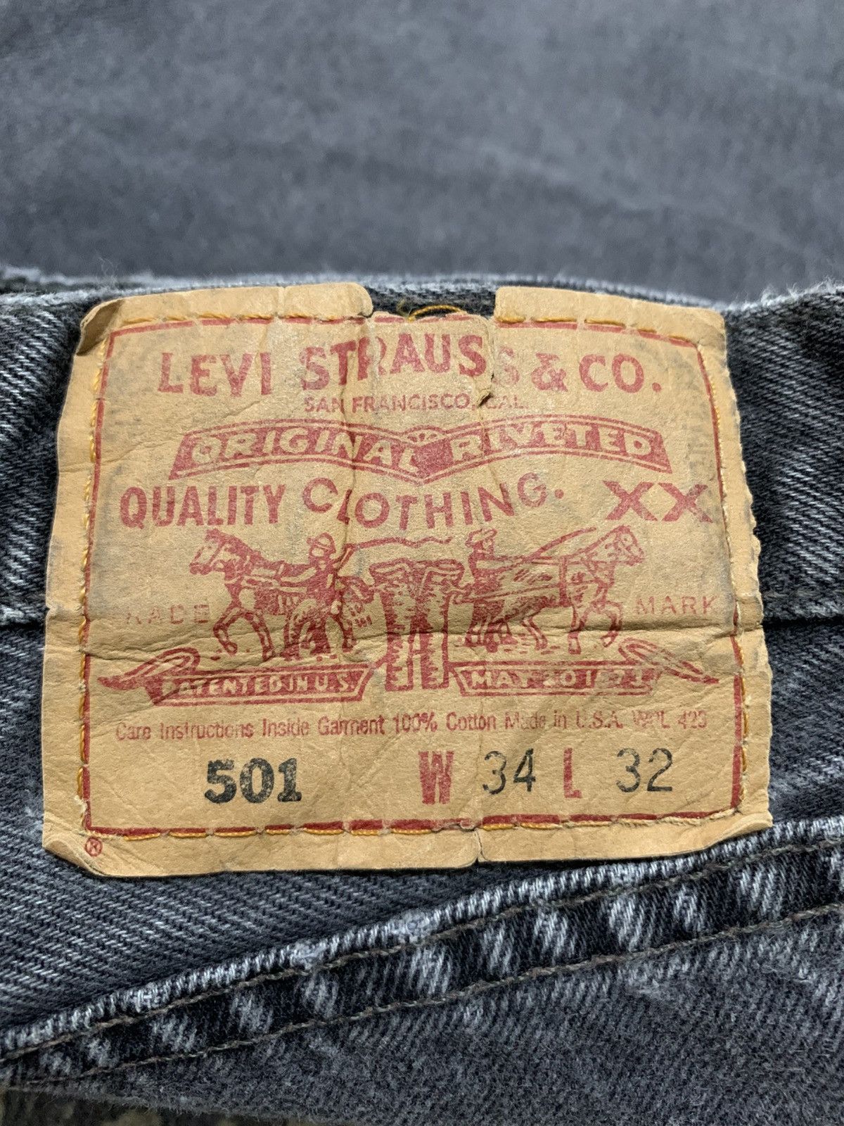 Size 30x35 Vintage Levis 501 Repaired Denim Loose Jeans