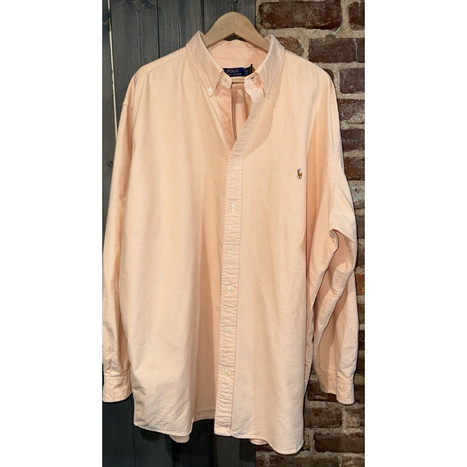 Polo Ralph Lauren Polo Ralph Lauren Sz 3XLT Peach Flesh Pony button down EUC Size US XXL / EU 58 / 5 - 3 Thumbnail