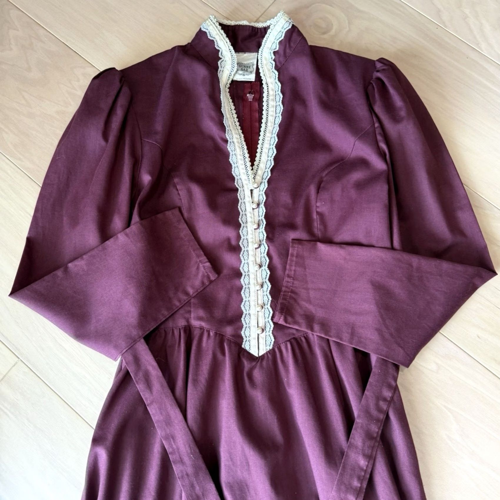 Vintage VINTAGE Gunne Sax Dress Women's Small Maroon Lace Taffeta 80s Boho Glam Size S / US 4 / IT 40 - 4 Thumbnail