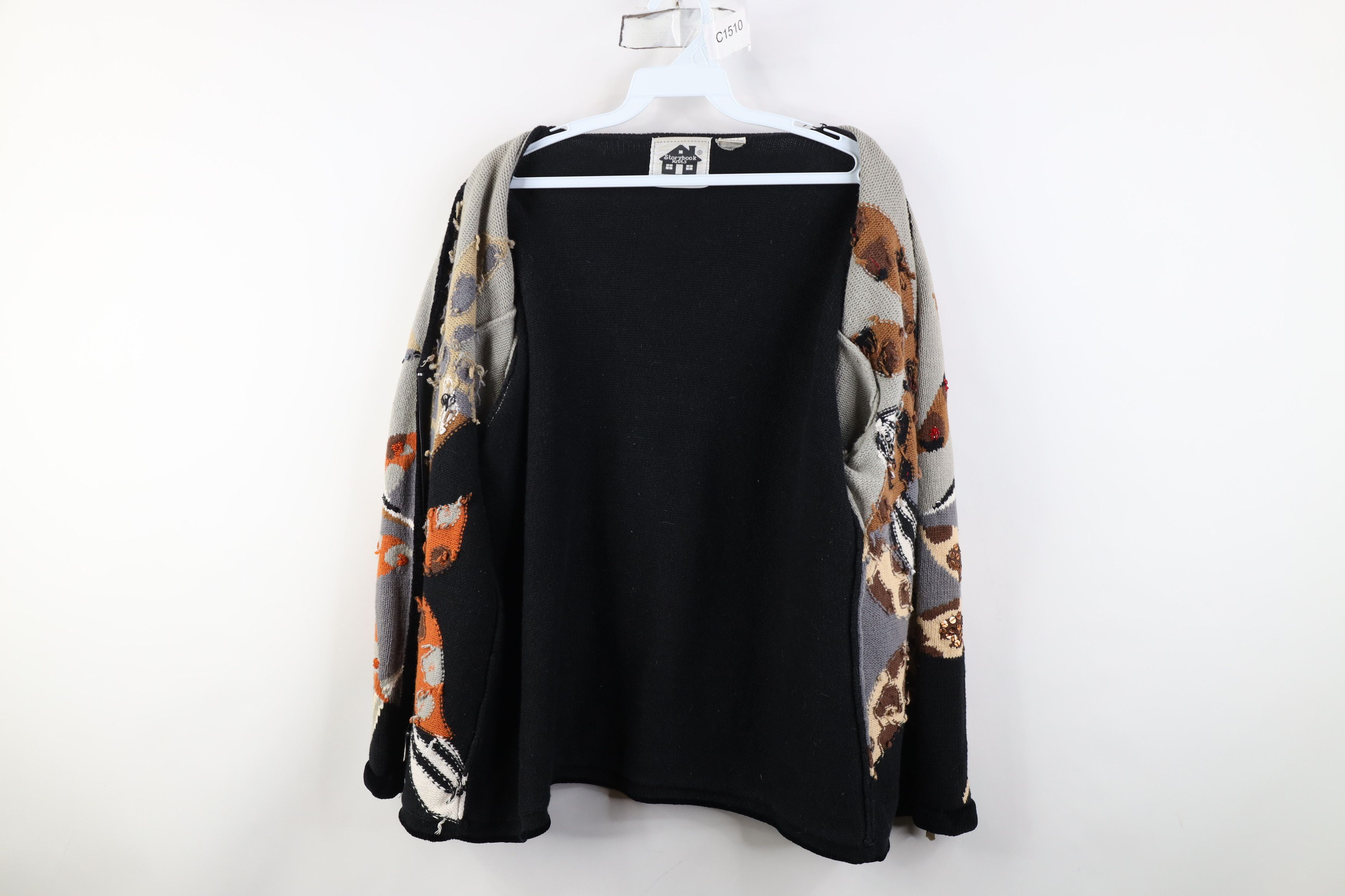 Vintage Vintage 90s Streetwear Flower Knit Zip Cardigan Sweater Size XL / US 12-14 / IT 48-50 - 11 Thumbnail