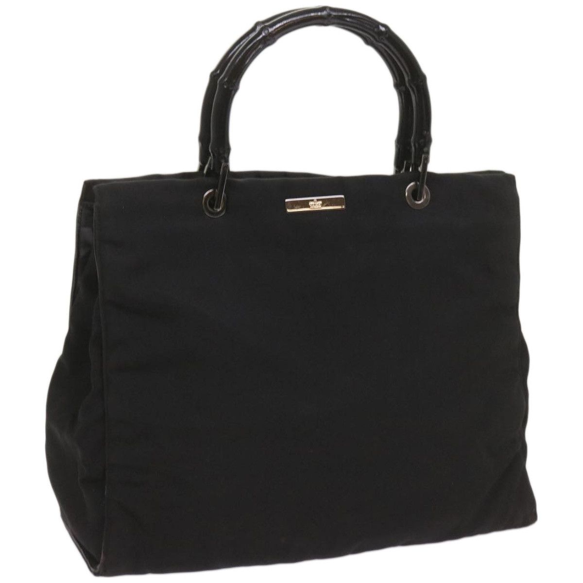 image of Gucci Bamboo Hand Bag Canvas Black 002 1010 Auth Ep3620, Women's