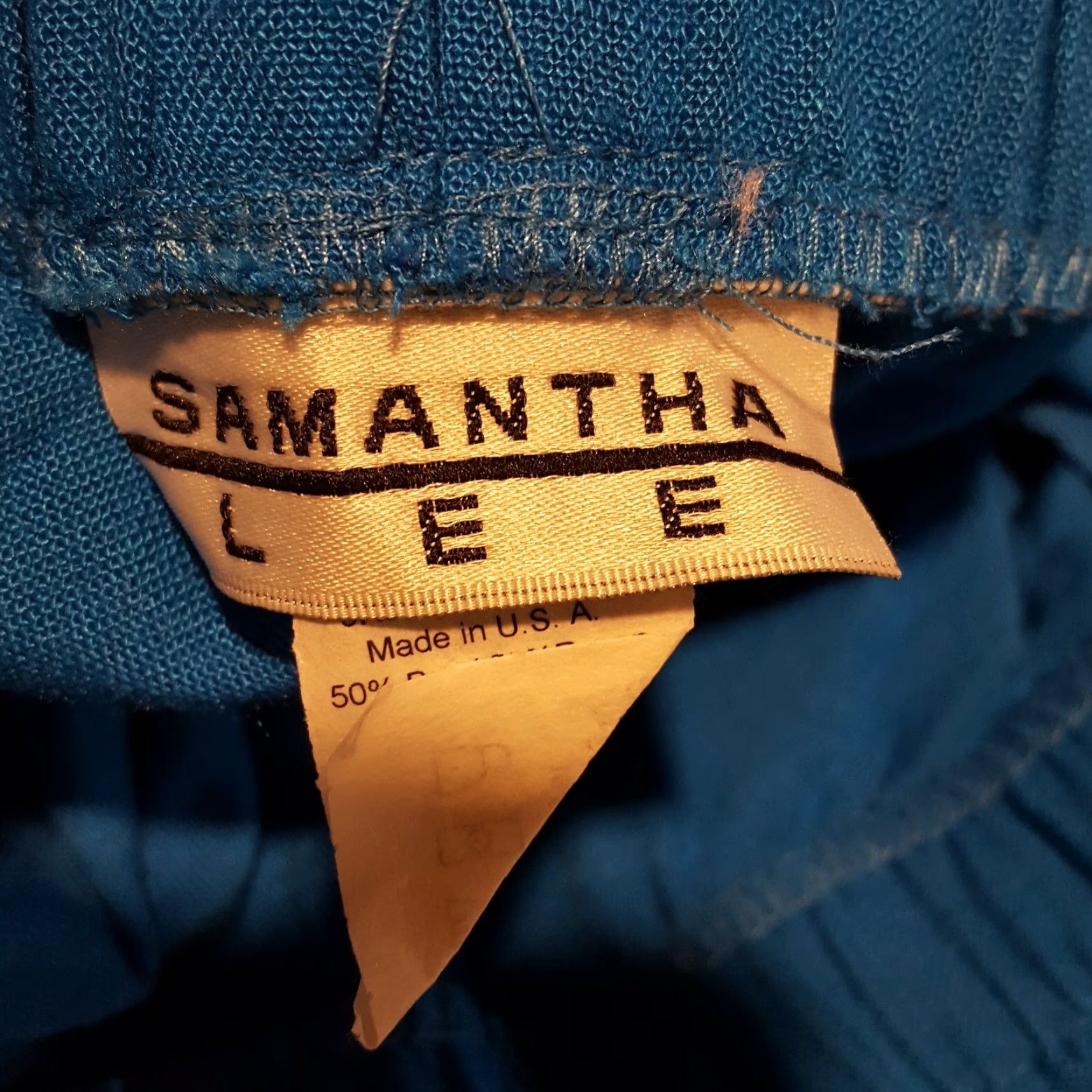 Vintage Vintage Samantha Lee Womens XL Relaxed Blue 80s Stretch Waist Pant Pants Pockets High Rise Drawstring Lounge Jeans? Size 40" / US 18 - 4 Thumbnail