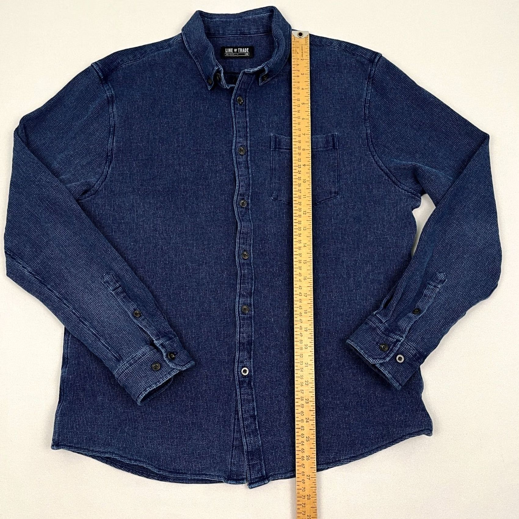 Vintage Line of Trade Frank Shirt Mens L Blue Waffle Knit Rugged Button Up Casual Preppy Shirt Size US L / EU 52-54 / 3 - 3 Thumbnail