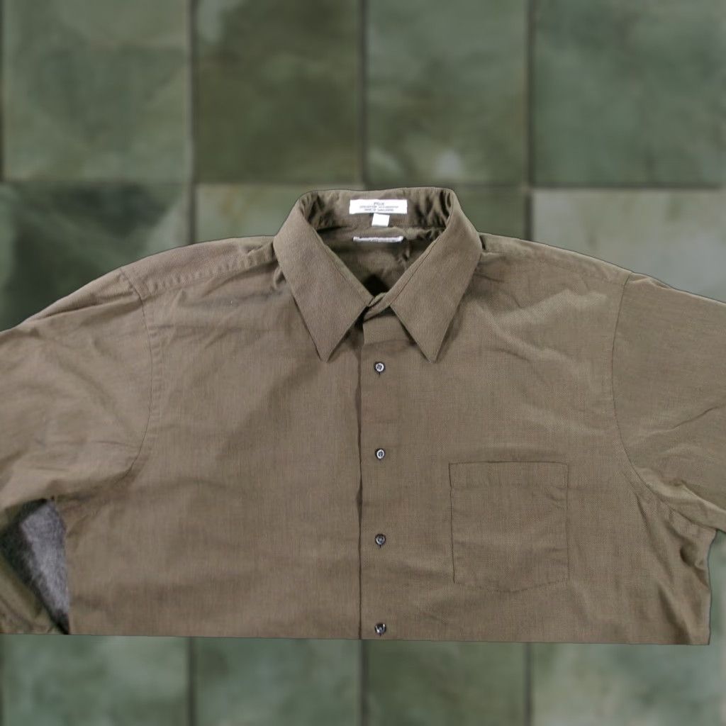 Van Heusen Van Heusen Mens Shirt 17.5 Olive Green Pique Office Casual Classic Button Up Size US XXL / EU 58 / 5 - 1 Thumbnail