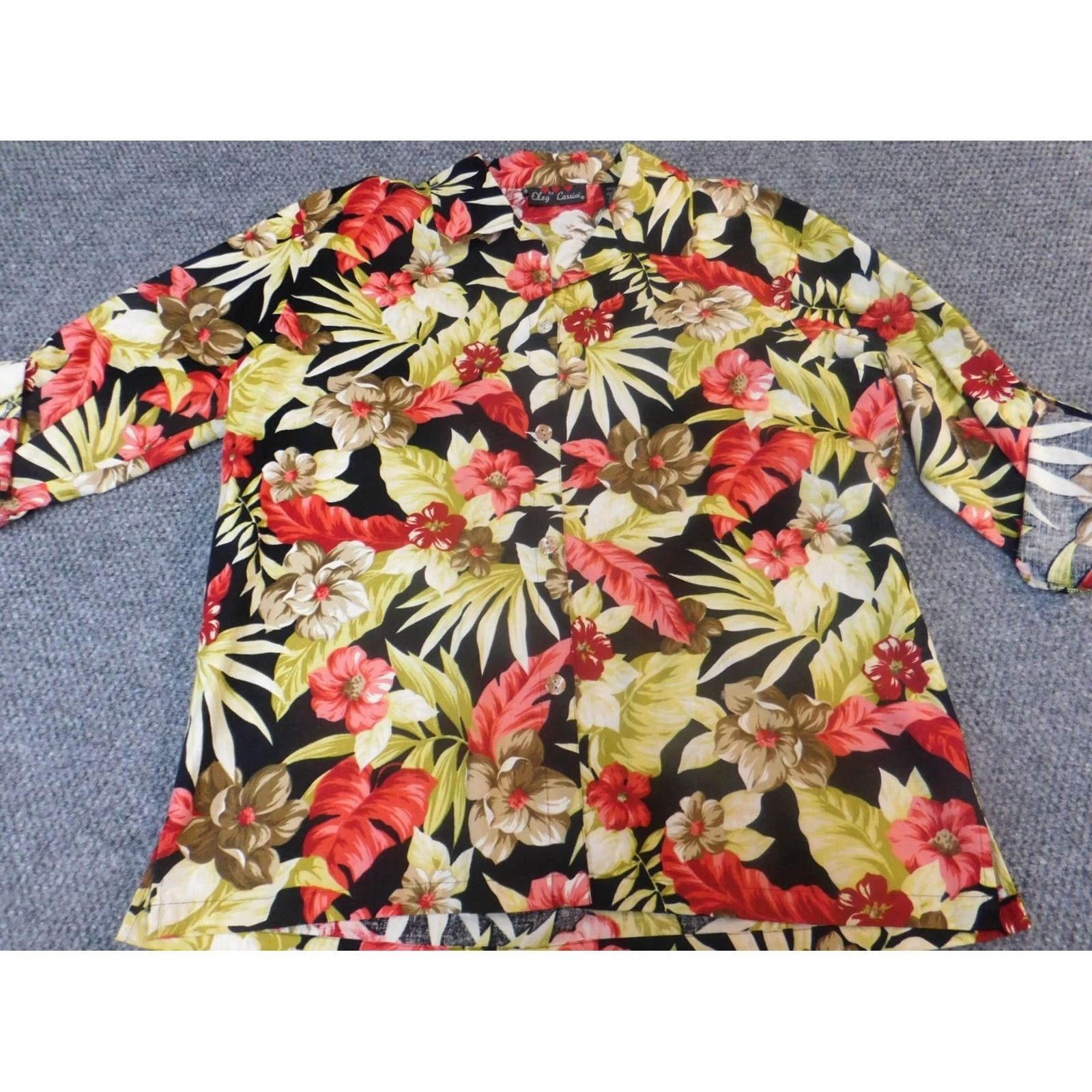 Oleg Cassini Oleg Cassini Womens Blouse XL Floral Multicolor Long Sleeve Collared Casual Button Shirt Women Size XL / US 12-14 / IT 48-50 - 2 Thumbnail