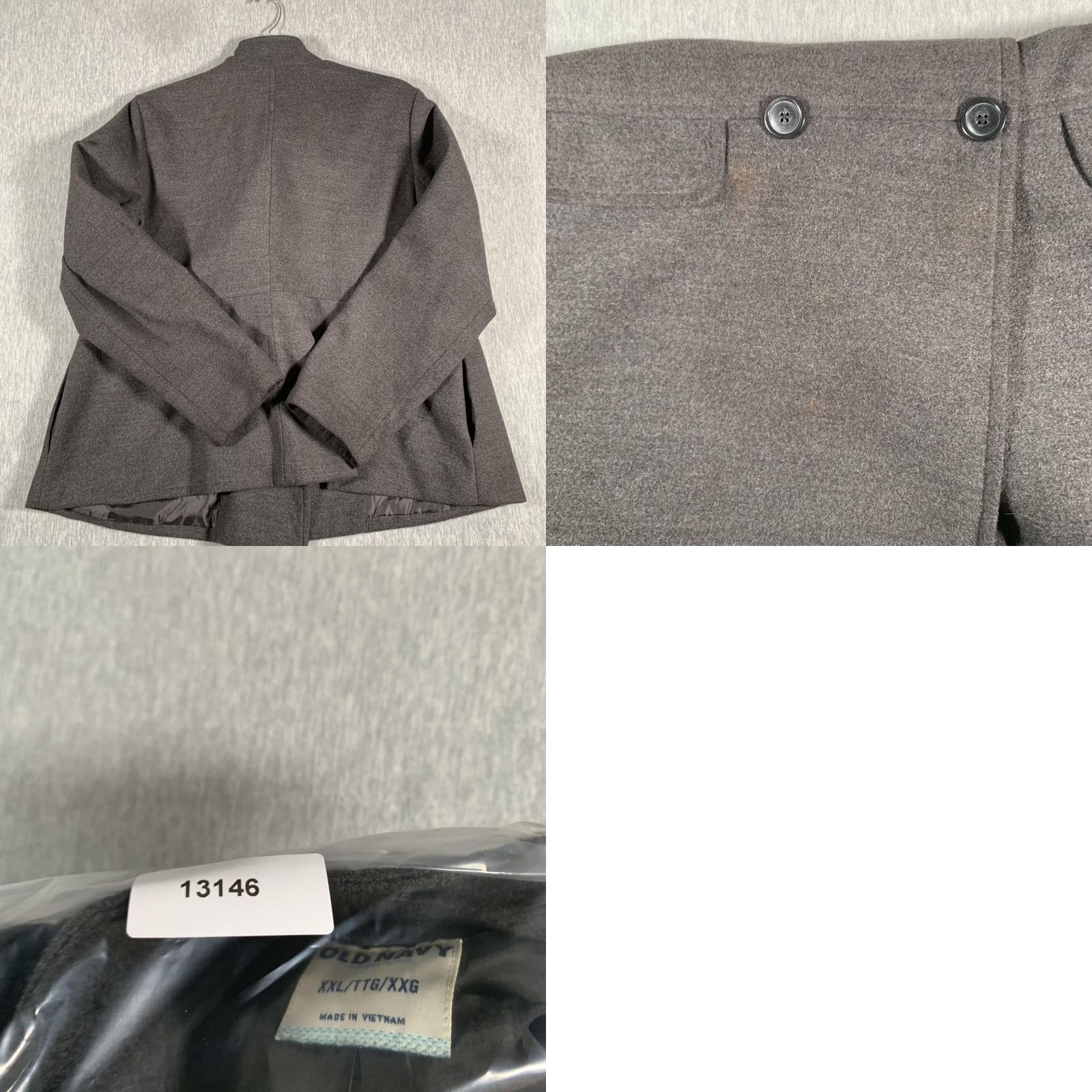 Old Navy Old Navy Womens Coat XXL Gray Double Breasted Pea Coat Wool Blend Minimaist Lined Pocket Button Front Size XXL / US 16-18 / IT 52-54 - 9 Thumbnail