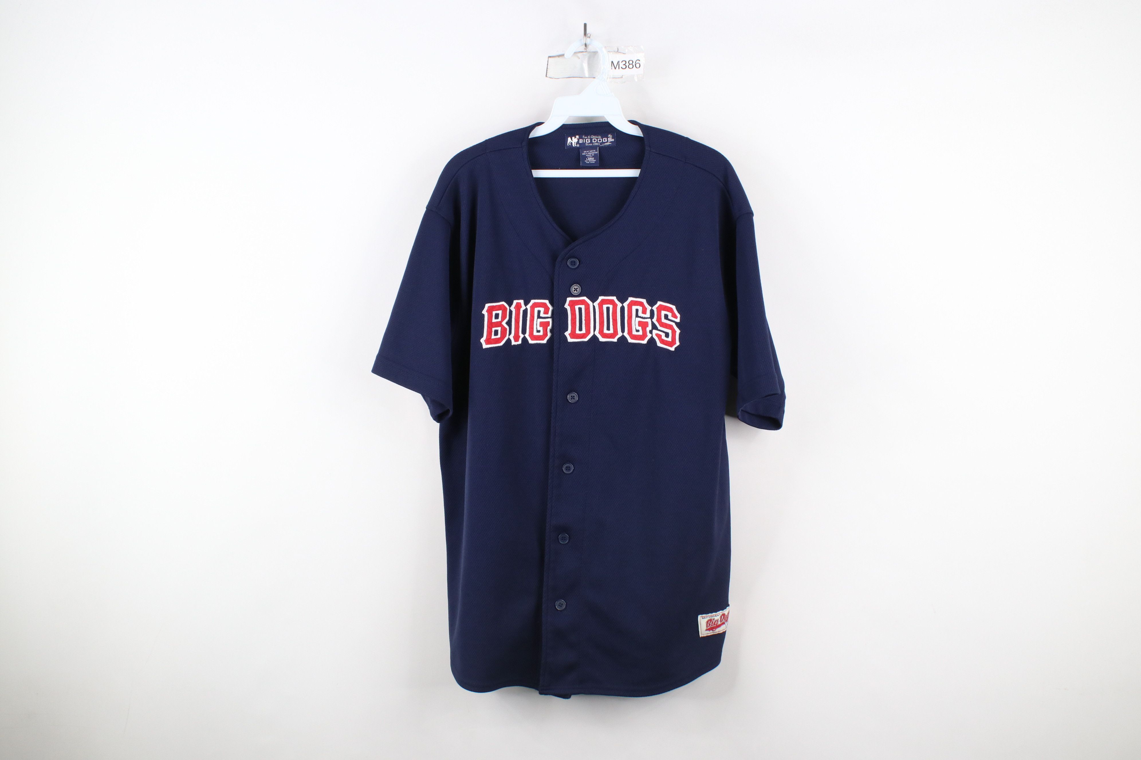 Big Dogs × Vintage Vintage 90s Big Dogs Short Sleeve Baseball Jersey Blue USA Size US L / EU 52-54 / 3 - 1 Thumbnail