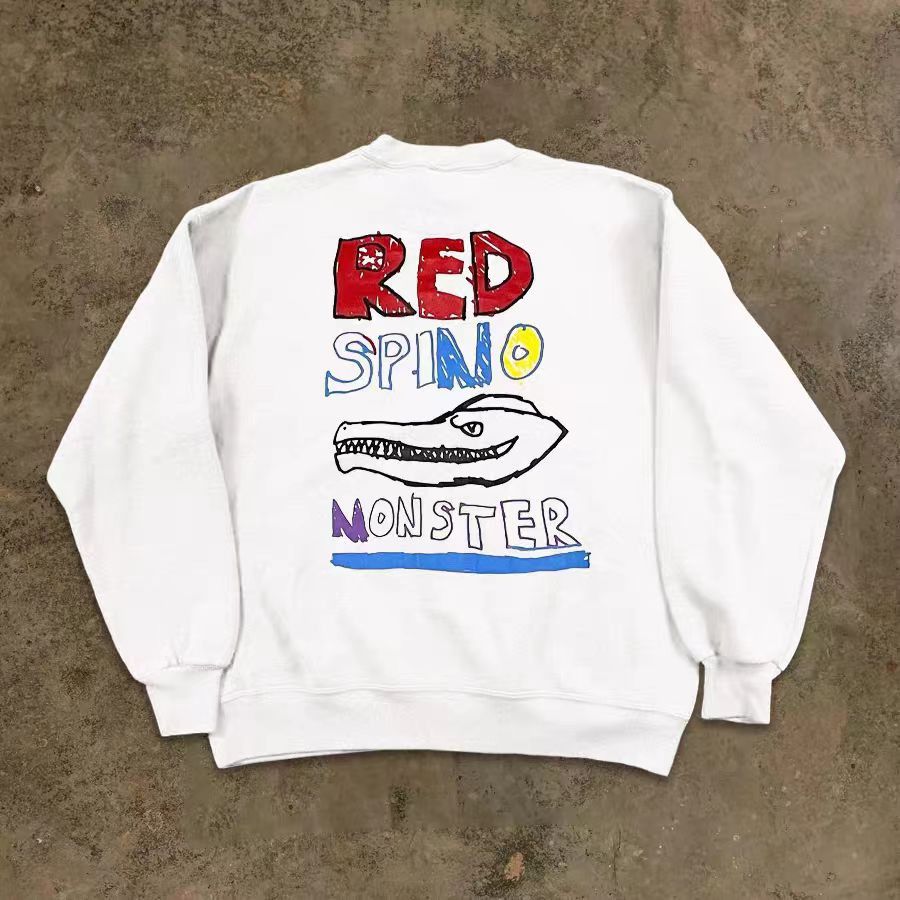 Japanese Brand White casual retro dinosaur print sweatshirt y2k Size US M / EU 48-50 / 2 - 2 Thumbnail