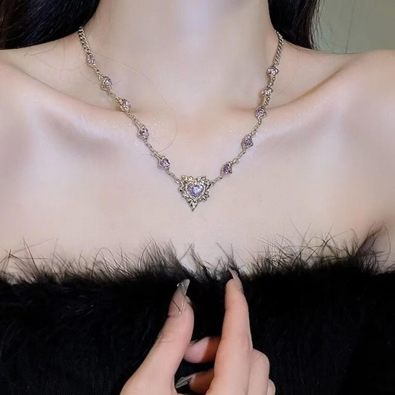 Jewelry y2k Pink Crystal Hearth Pendant Necklace Size ONE SIZE - 3 Thumbnail