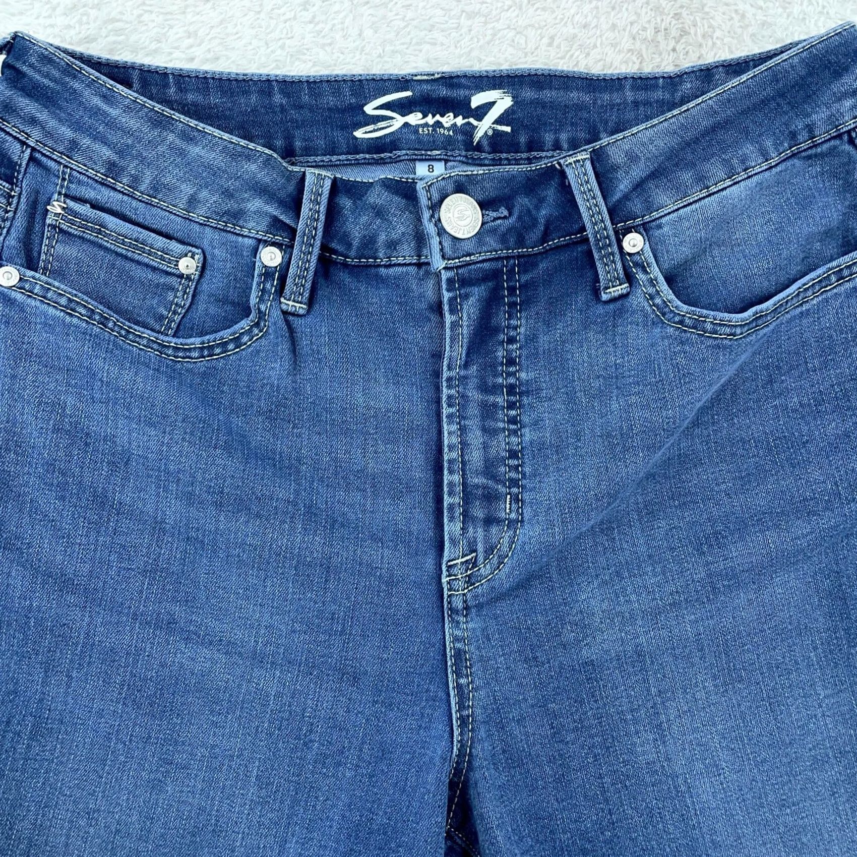 Vintage VINTAGE Seven7 Jeans High Rise Straight Womens 8 Stretch Denim 30x29 Blue 90s Womens Jeans Size 30" / US 8 / IT 44 - 2 Thumbnail