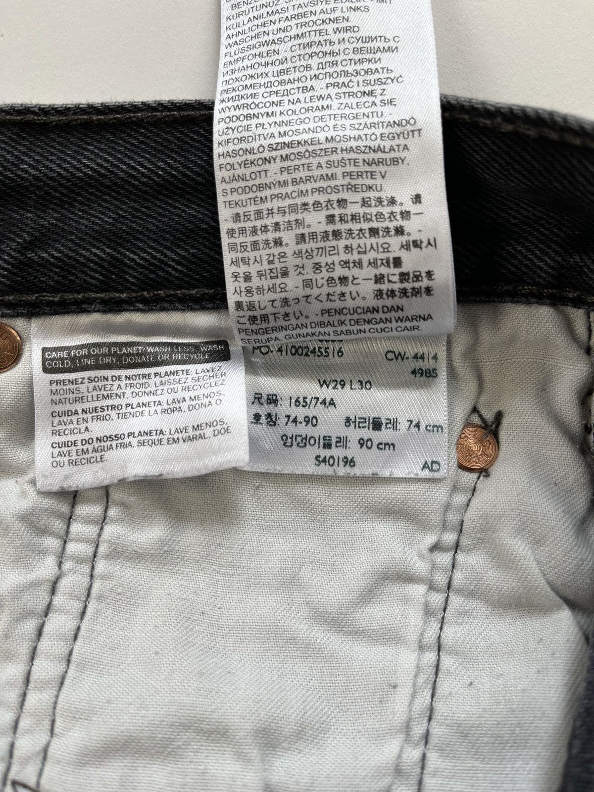 Levi's Levi 501 Washed Black Jeans Size US 29 - 4 Thumbnail