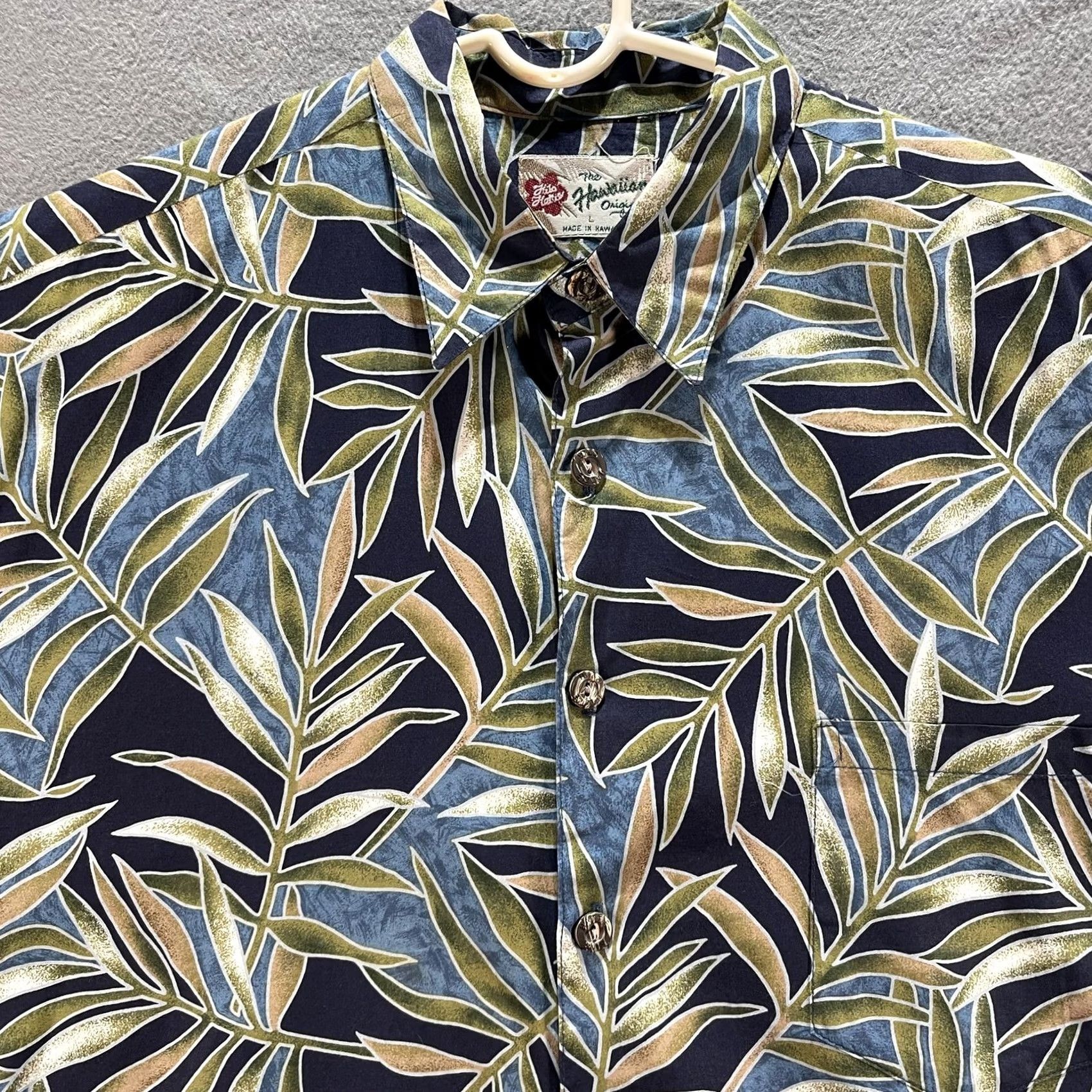Hilo Hattie Hilo Hattie Hawaiian Shirt Mens Large Blue Green Leaf Print - Cotton - Button-Up Size US L / EU 52-54 / 3 - 2 Thumbnail