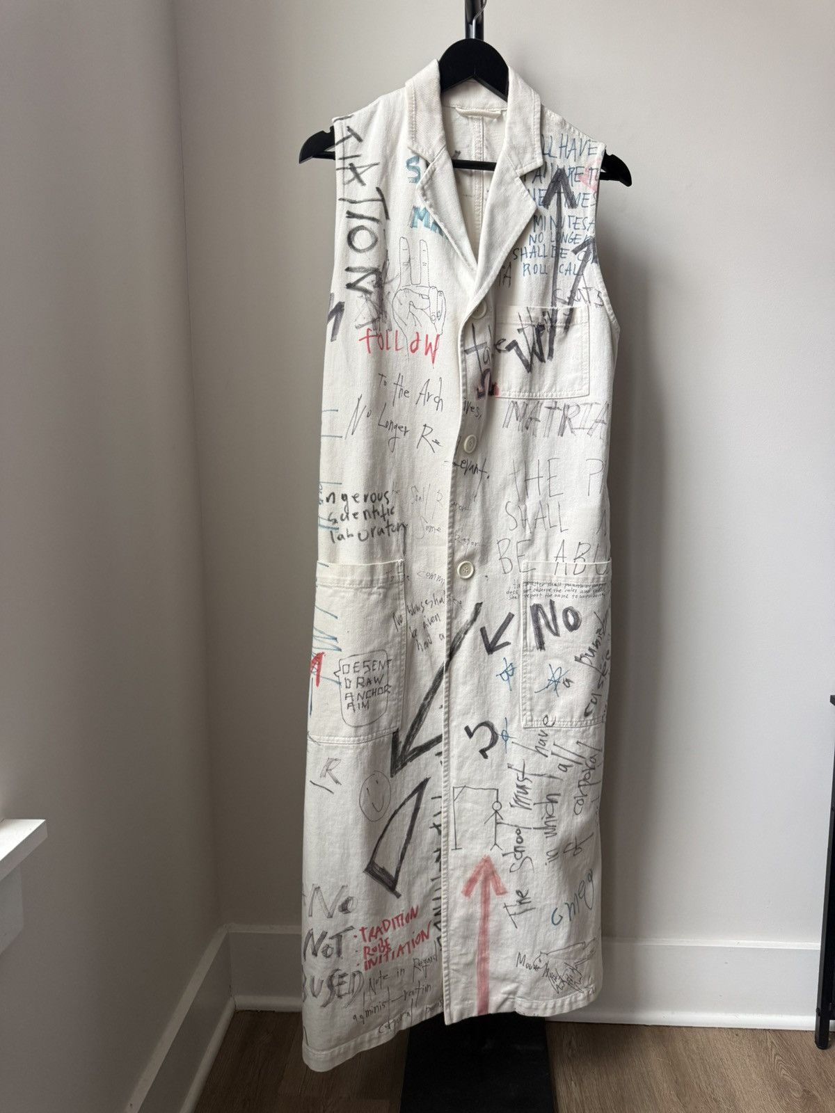 Raf Simons Sleeveless Graffiti Labcoat Fall 2015 Size US S / EU 44-46 / 1 - 4 Thumbnail