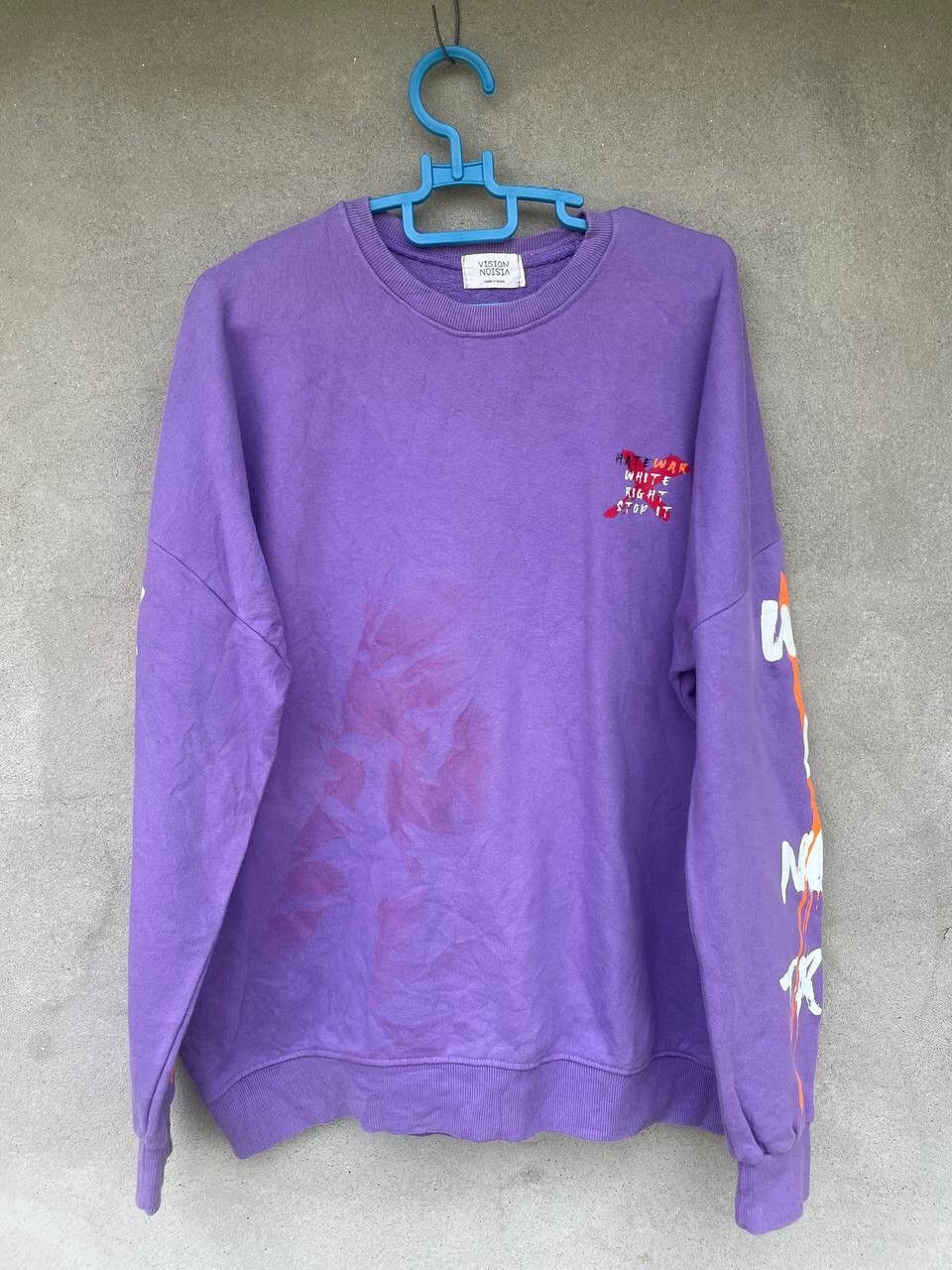 Designer HATE WAR WHITE RIGHT STREET ART SWEATSHIRT Size US L / EU 52-54 / 3 - 2 Thumbnail