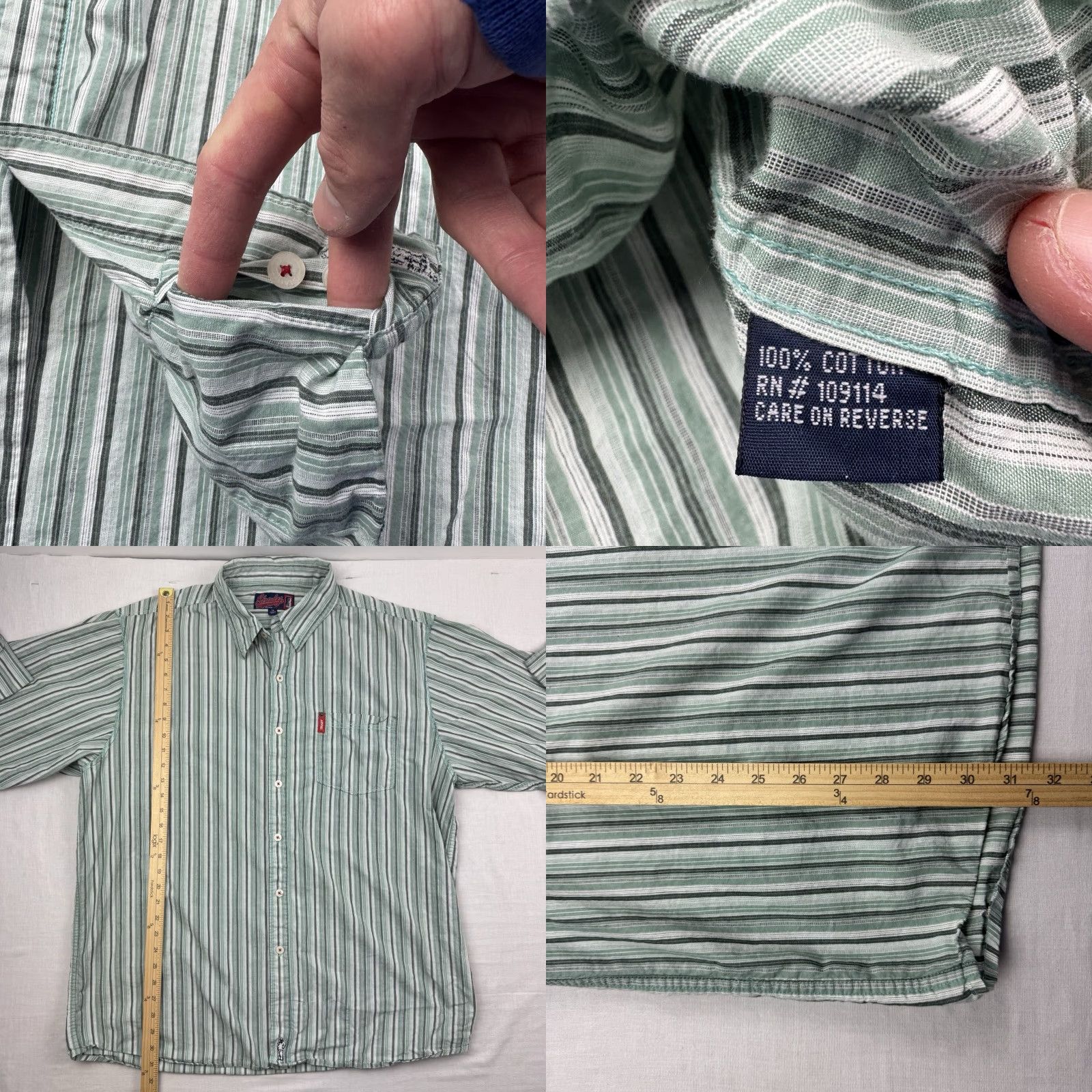 Vintage VINTAGE Shady Ltd Button-Up Shirt Mens 2XL Green Striped Punk Hip Hop 90s Y2K Shady Ltd Button-Up Shirt 2XL Mens Green Shady Ltd Vintage Sweatshirt? Size US XXL / EU 58 / 5 - 8 Thumbnail