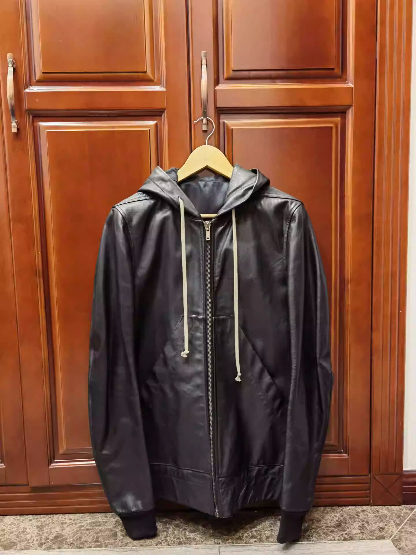 Pre-owned Rick Owens Cowhide Leather Coat In Black