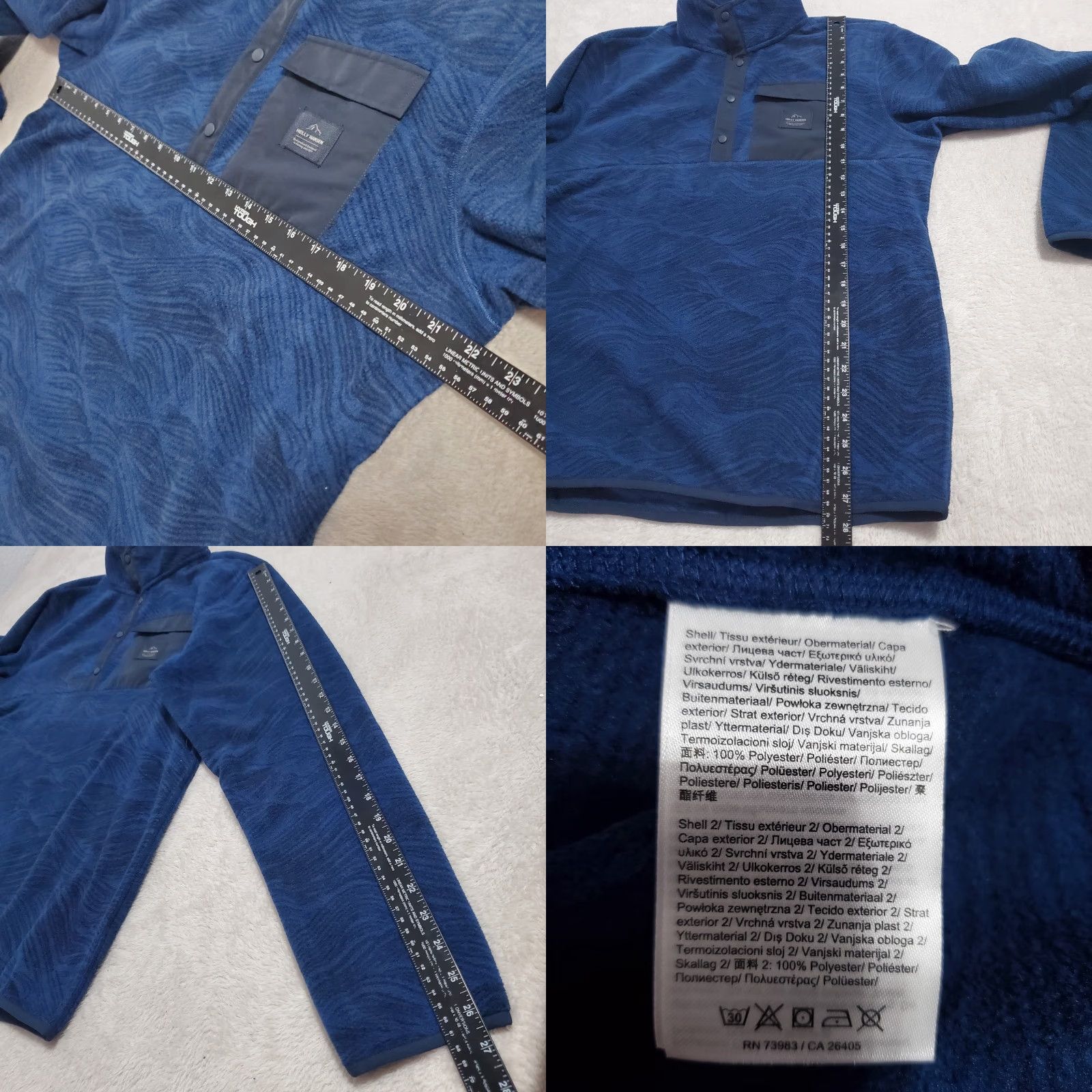 Helly Hansen Helly Hansen Maridalen Fleece Jacket Men L Blue Ocean Wave AOP 1/4 Snap Pullover Size US L / EU 52-54 / 3 - 8 Thumbnail