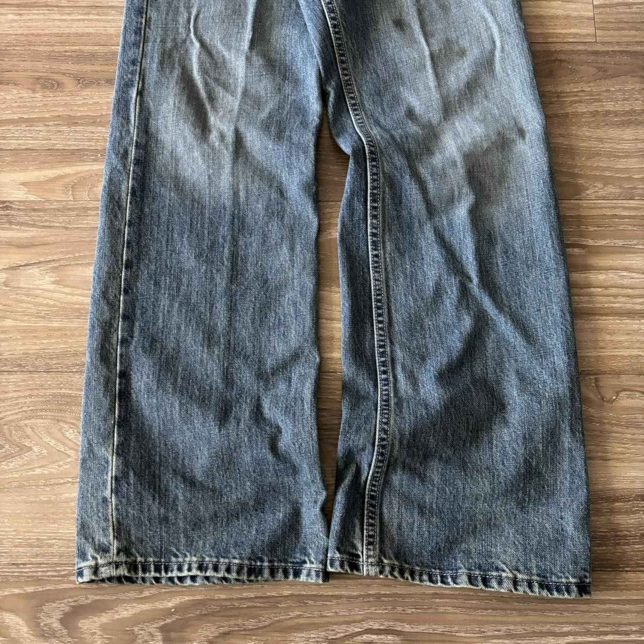 Japanese Brand Crazy Vintage Y2K/2000s Grunge Dark Wash Bootcut Denim Jeans! 36x34 Size US 36 / EU 52 - 6 Thumbnail