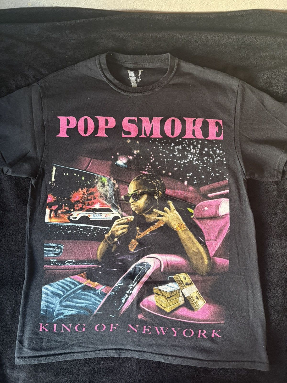 Vlone Vlone x Pop Smoke King of NY Pink Tee XXL Rare Heat. | Grailed