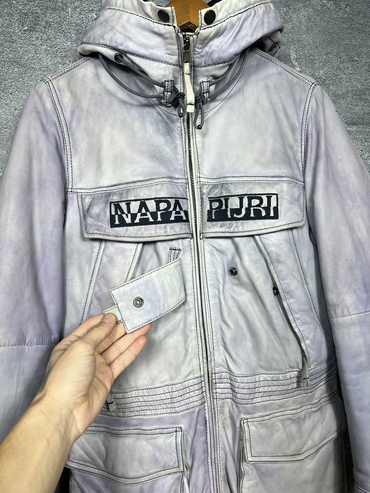 Napapijri Rare Napapijri 100% Leather Down Jacket Parka Size S Size S / US 4 / IT 40 - 6 Thumbnail