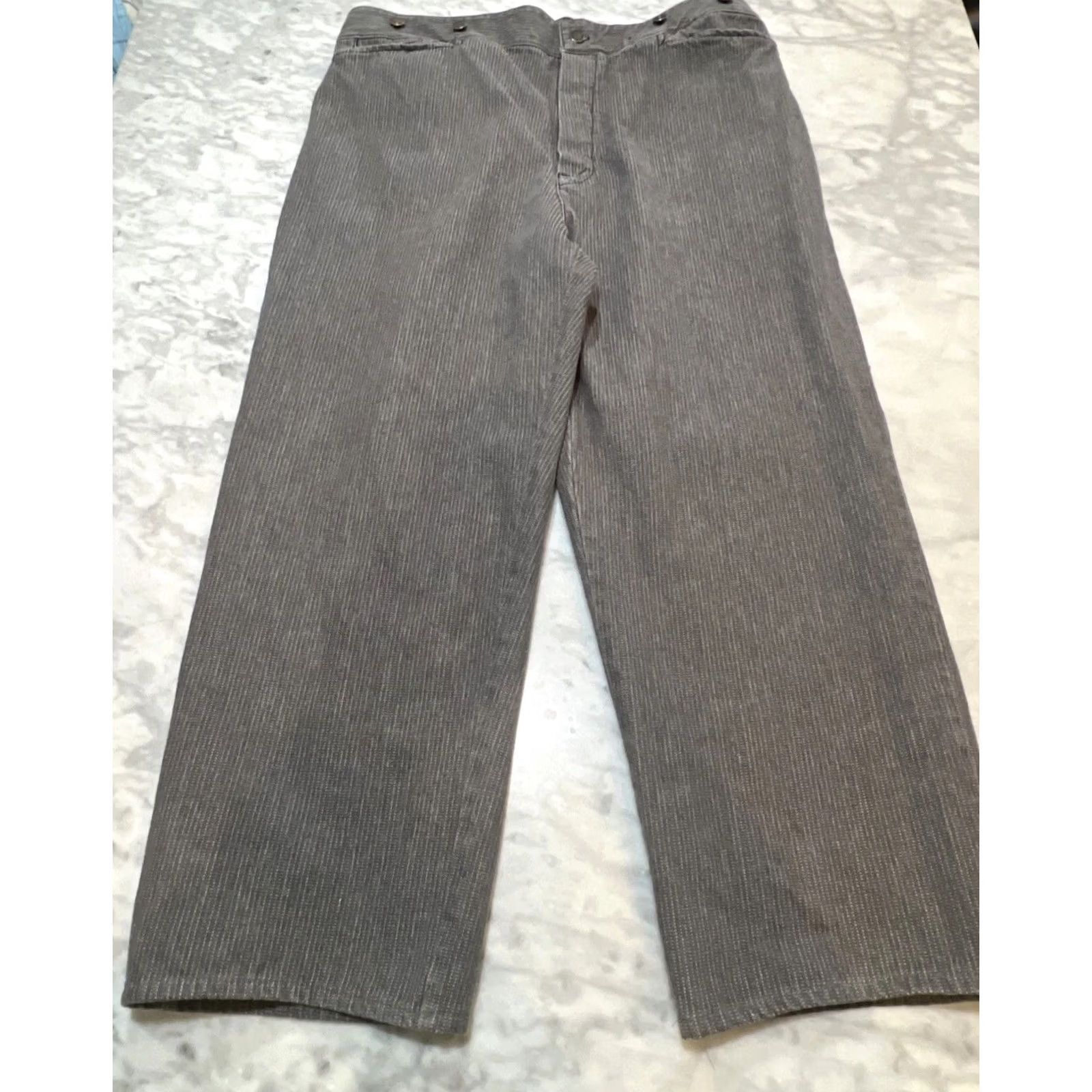 Vintage VINTAGE Wahmaker Jeans Men’s 42x30 Grey Button Fly Buckle Back Striped Western Size US 42 / EU 58 - 2 Thumbnail