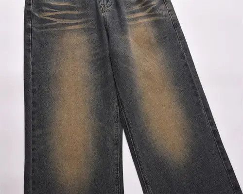 Japanese Brand × Jean Men's oversized loose contrast color washed distressed jeans Size US 34 / EU 50 - 4 Thumbnail