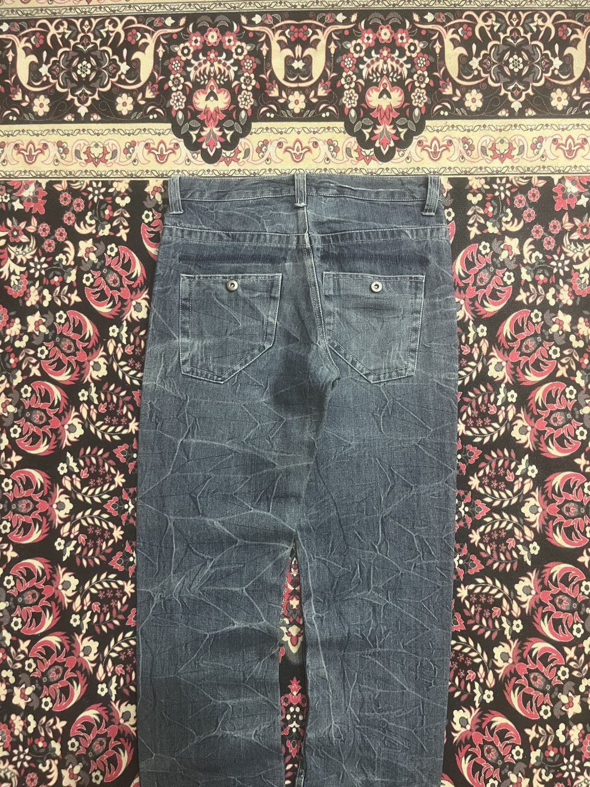 Hysteric Glamour Japanese Brand Jungle Storm Blue Cracked Distressed Jeans Size US 32 / EU 48 - 5 Thumbnail