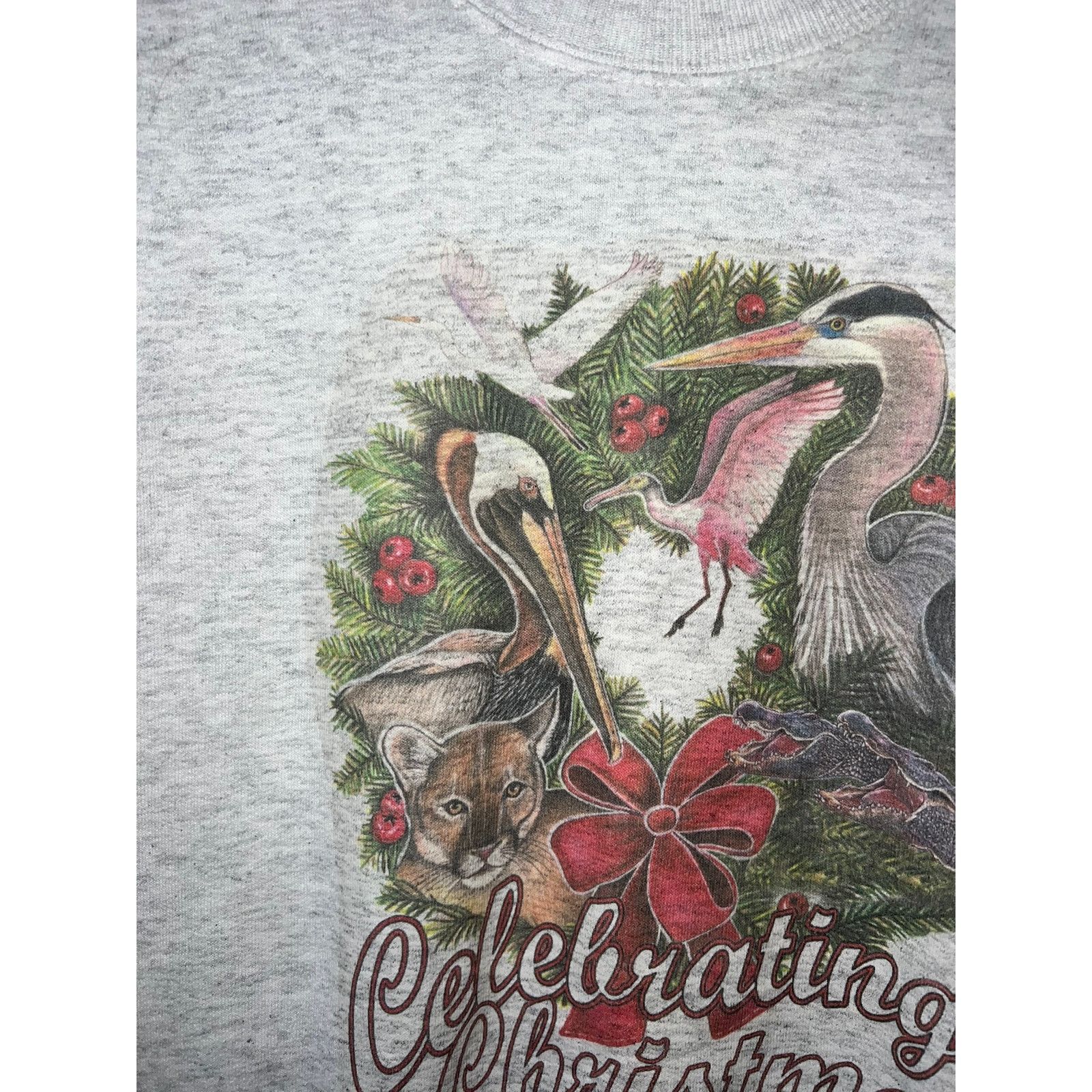 Hanes 90s Celebrating Christmas Animal Nature Sweatshirt VTG 1990s Size US L / EU 52-54 / 3 - 2 Thumbnail