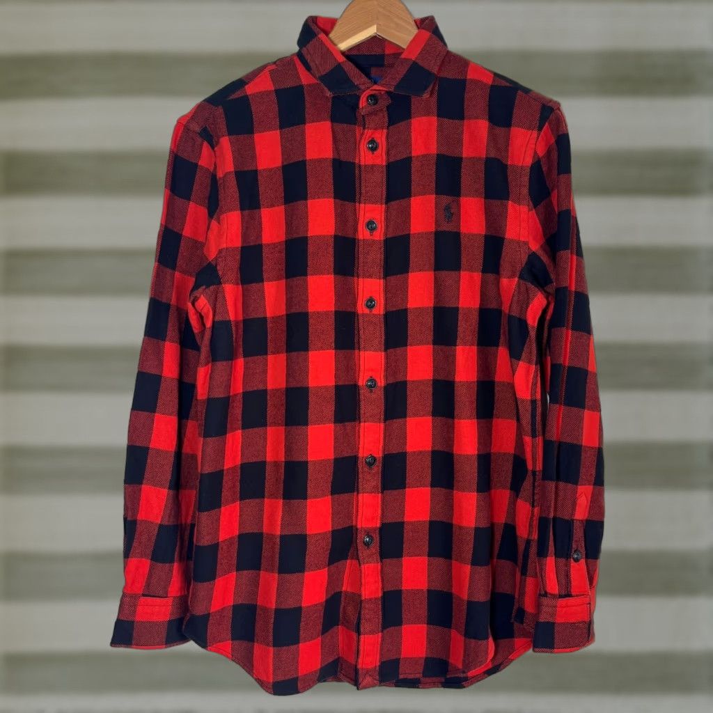 Polo Ralph Lauren VINTAGE Polo Ralph Lauren Shirt Relaxed Fit Plaid Cotton Twill Mens M Red Black Button-Up Collection, Designer Americana NWT New With Tags Size US M / EU 48-50 / 2 - 1 Thumbnail