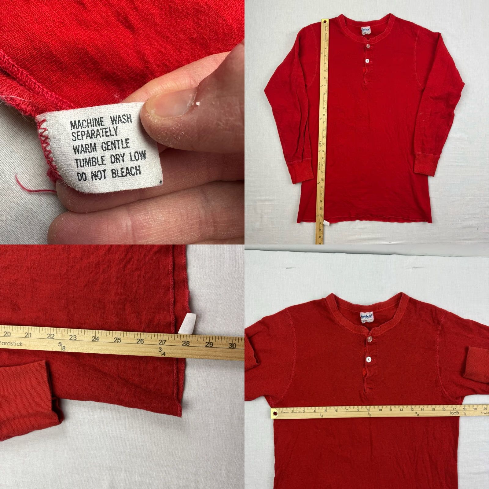 Vintage VINTAGE Duofold Thermal Henley Shirt Men Large Red Grunge 70s Rockabilly Size US L / EU 52-54 / 3 - 8 Thumbnail